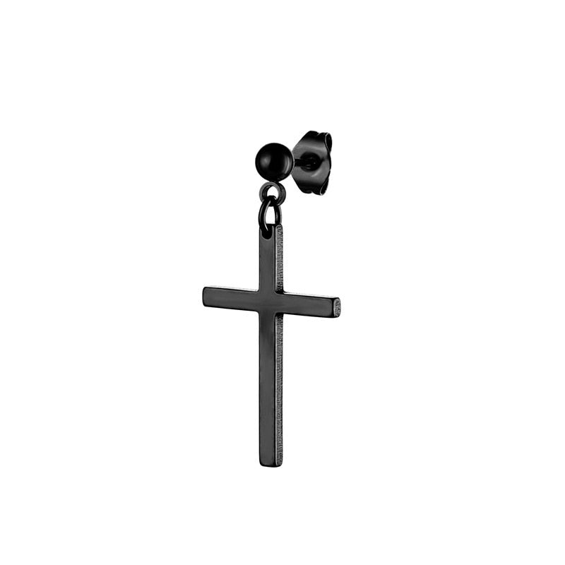 Punk Gold Color Cross Stud Earrings Hip Hop White Litter Rhimestone Jewelry Pie image 14