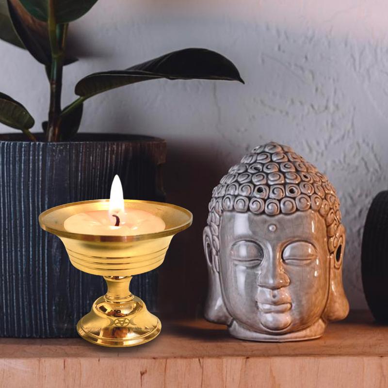 Brass Oil Lamp Holder Ghee Lamp Butter Lamp Holder Golden Cup Candle Candlestic image 3