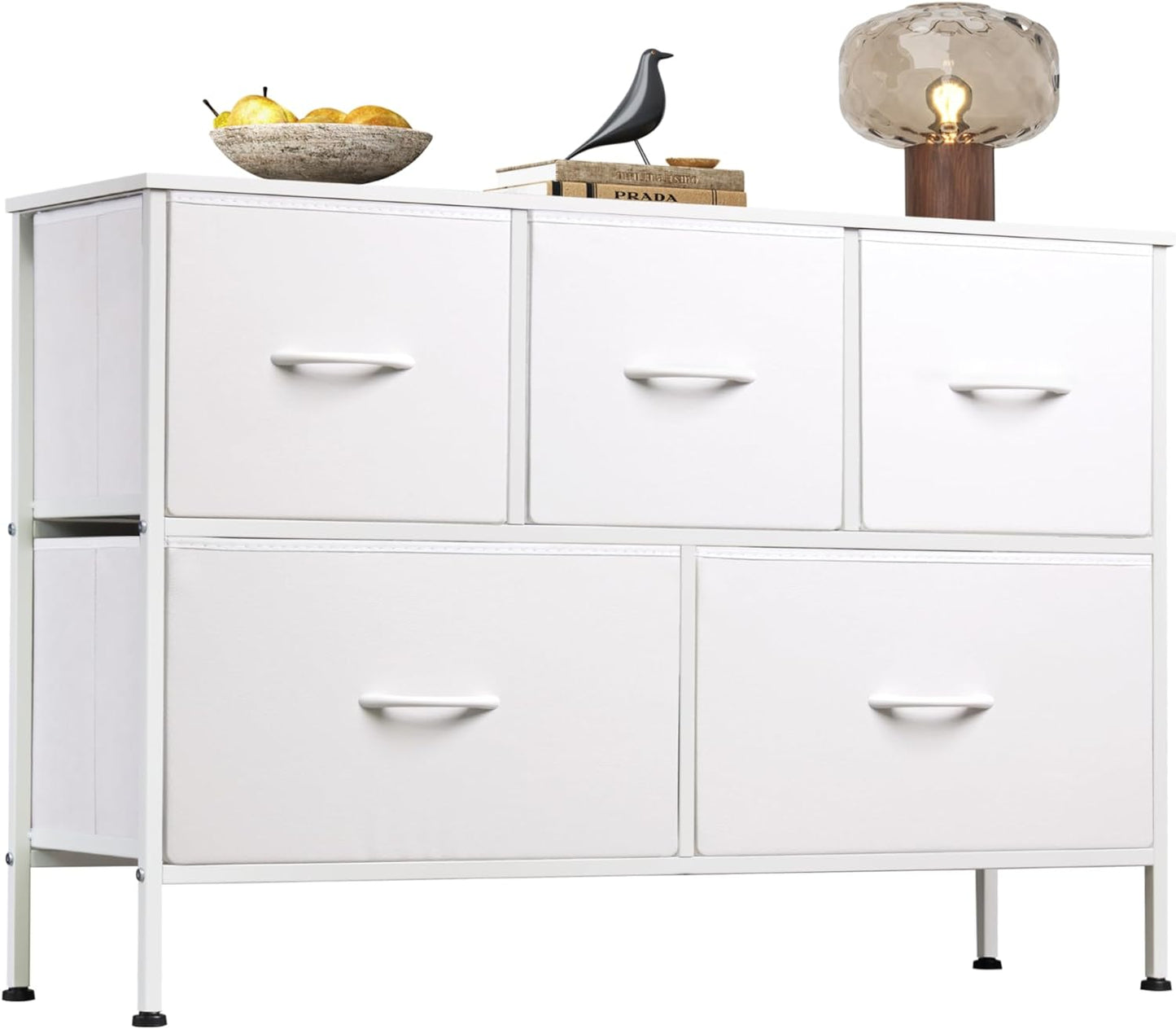 Bedroom with 5 Drawers, Wide Chest of Drawers, Fabric Dresser, Storage Organize image 6