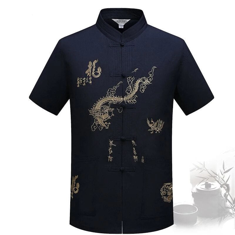 Chinese Traditional Tang Clothing Kung Fu Suit Fashion Casual Embroidery T-shir image 16