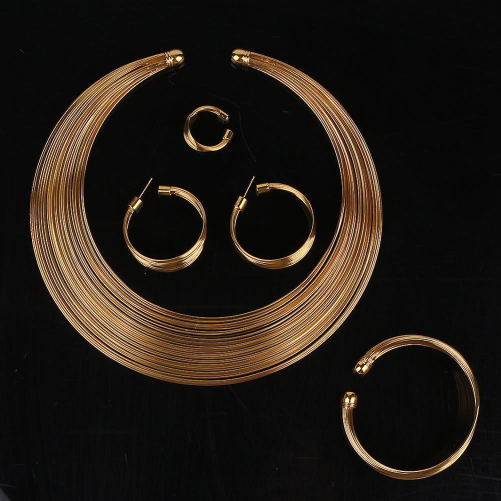 African Style Tribal Handmade Gold Plated Jewelry Suit for Bridal Wedding Neckl image 2