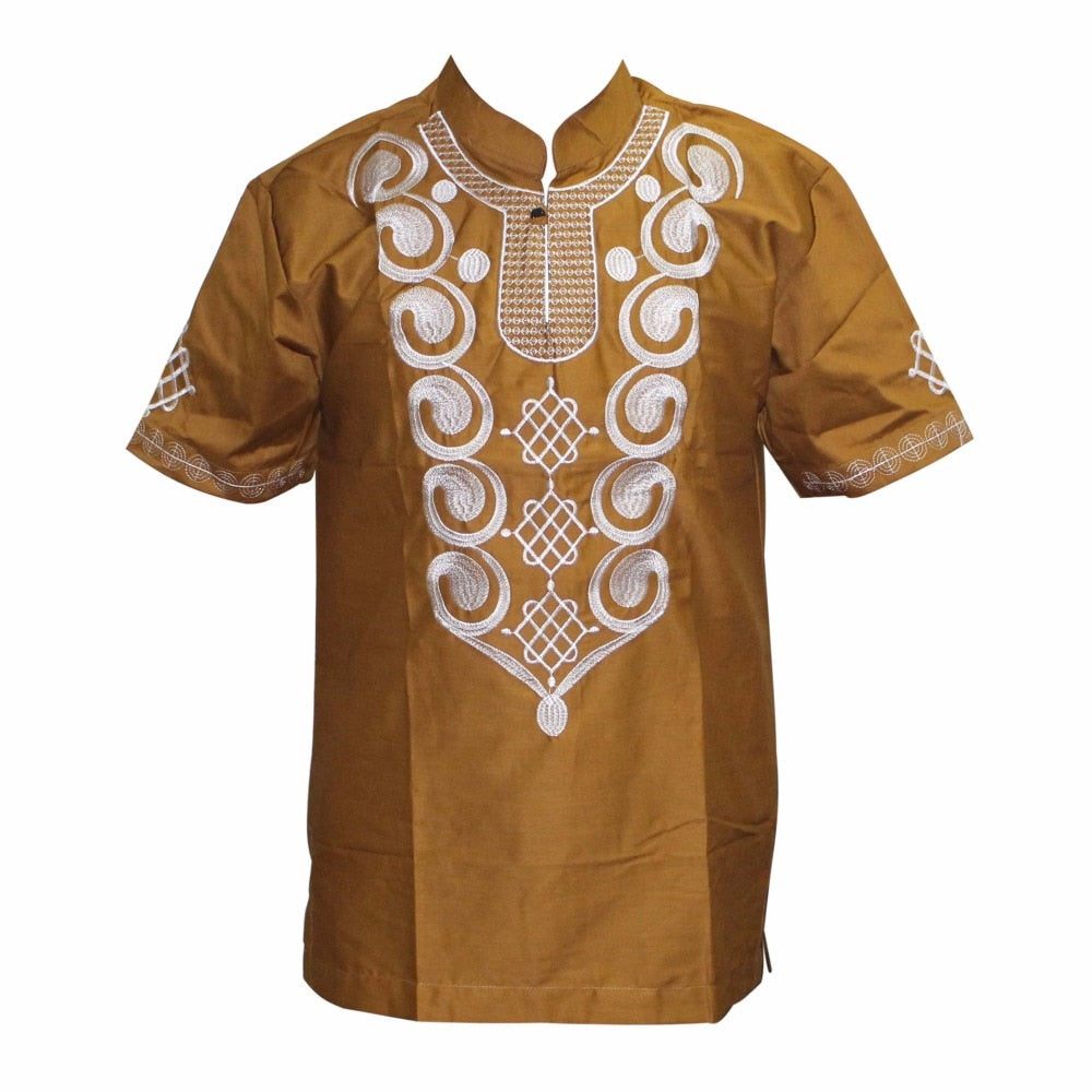 100%Cotton Men's Embroidery Shirt Summer and Autumn Short Sleeve Casual Shirts image 0