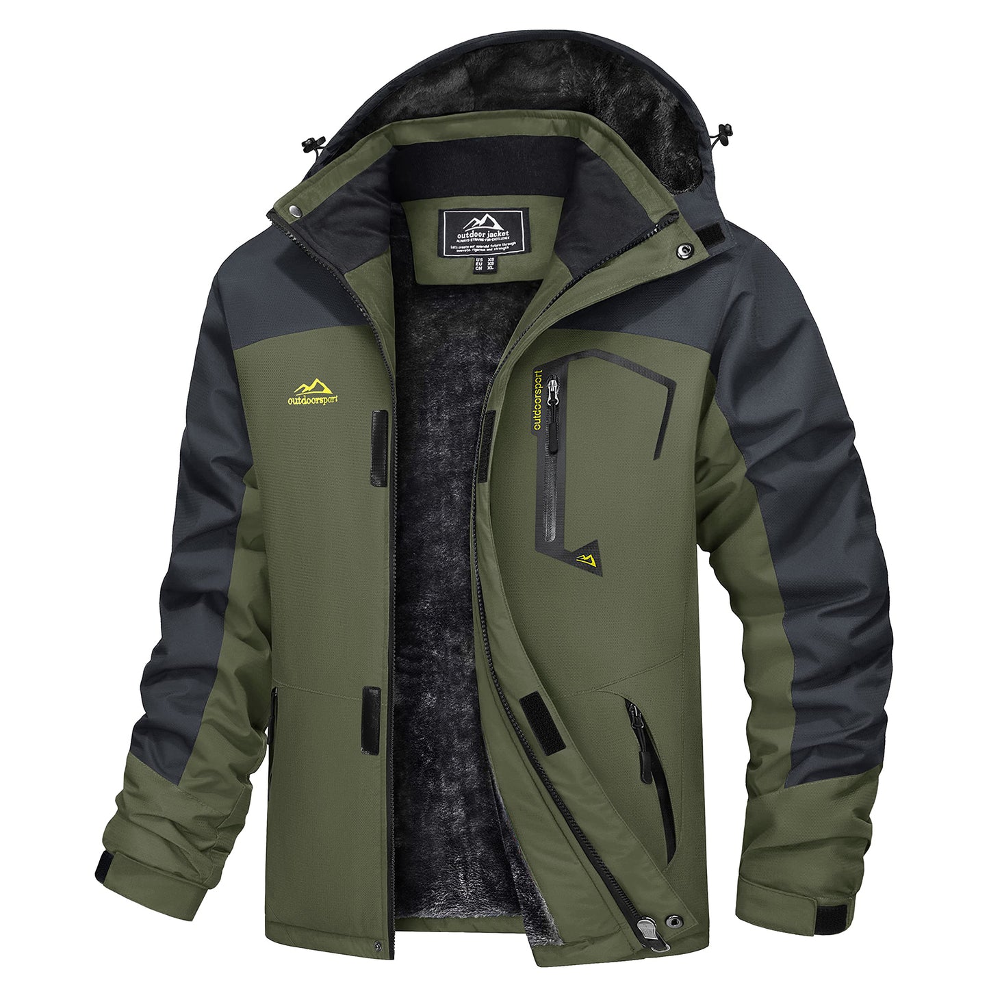 MAGCOMSEN Men's Hooded Fleece Ski Jacket Waterproof Thermal Thick Warm Parka Co image 1