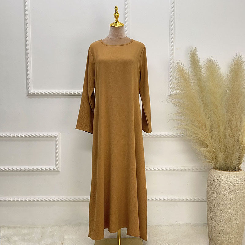 New Abaya Under Dress Long Sleeve With Pockets High Quality Jazz Crepe EID Musl image 0
