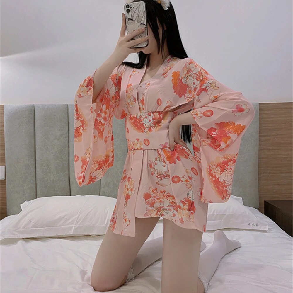 Women Japanese Temptation Uniform Clothing Ladies Printed Pajamas Kimono C image 1