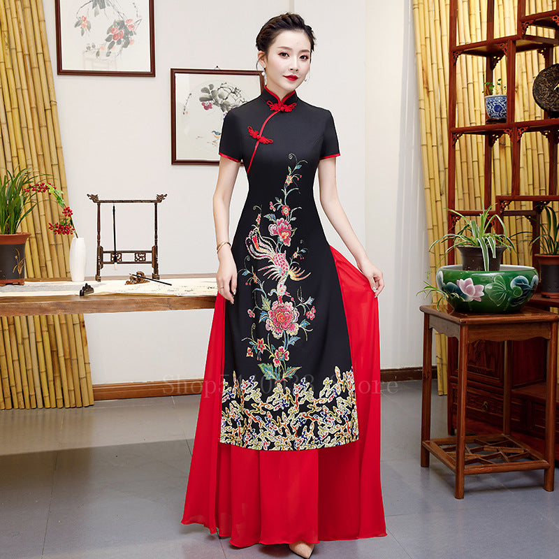 Vietnam Woman Retro Ao Dai Elegant Phoenix Chinese Style Cheongsam Vintage Fest image 3