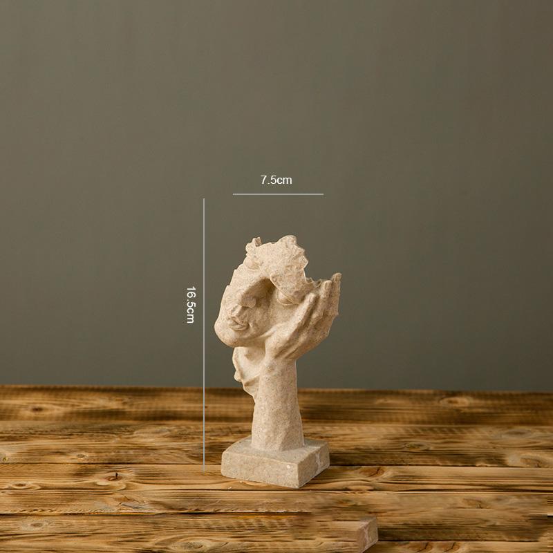Silence Is Gold Statue Human Face Statue Abstract Sculpture Nordic Creative Dec image 7