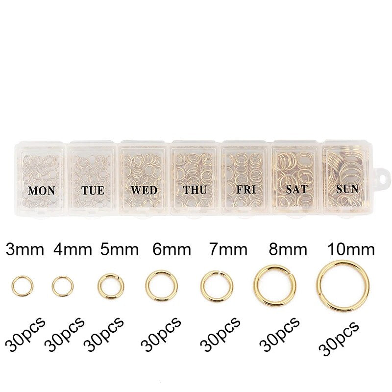 Stainless Steel Lobster Clasps Jump Rings Necklace Making Gold Color Extender C image 2
