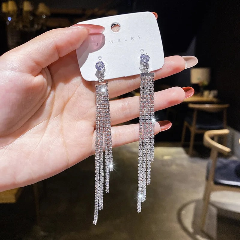 Zircon Wheat Tassel Pendant Gold Color U-shaped Earrings for Women 2023 New Fas image 41