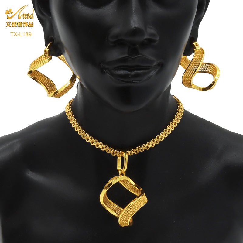 ANIID Nigerian Wedding Jewelry Set Gold Color African Necklace Pendant Sets For image 2