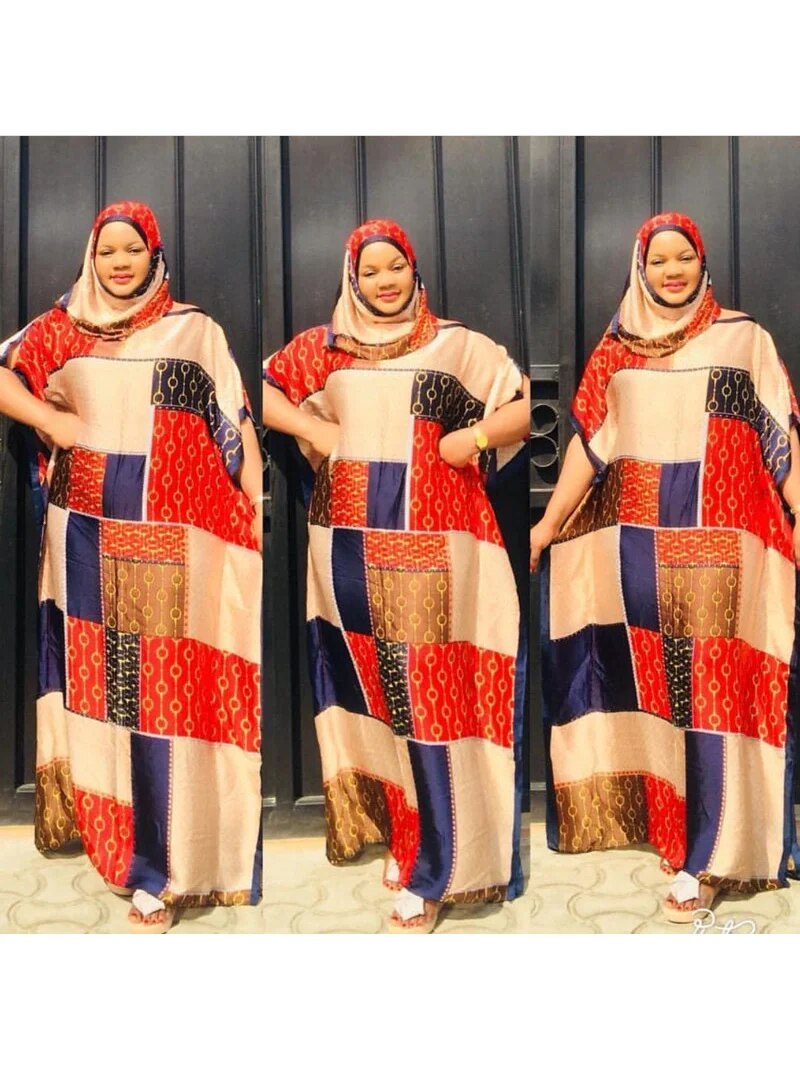 Free Size New Chiffon Super African Dashiki Traditional Party Dress with Scar image 5