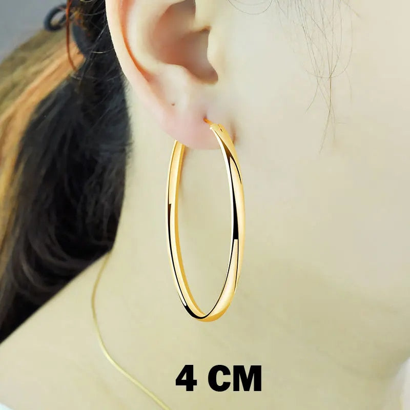 Senlissi - New 18K Gold Plated Hoop Earrings For Women 925 Sterling Silver 3.0 image 8