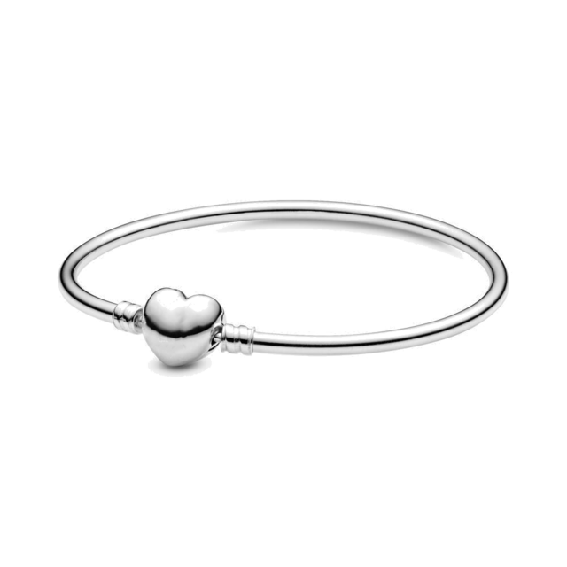 Fashionable 925 Silver Plating Moments Gold Round Clasp Snake Chain Bracelet Fi image 4