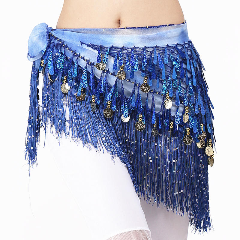 Women Belly Dance Clothing Accessories Teardrop Paillettes Fringe Wrap Elastic image 9