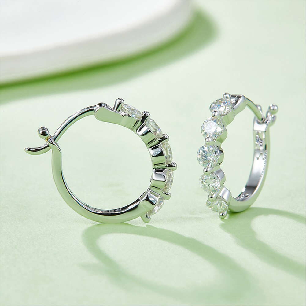 GEM'S BALLET 925 Sterling Silver Moissanite Hoop Earrings 14k Gold Earrings, Hy image 5