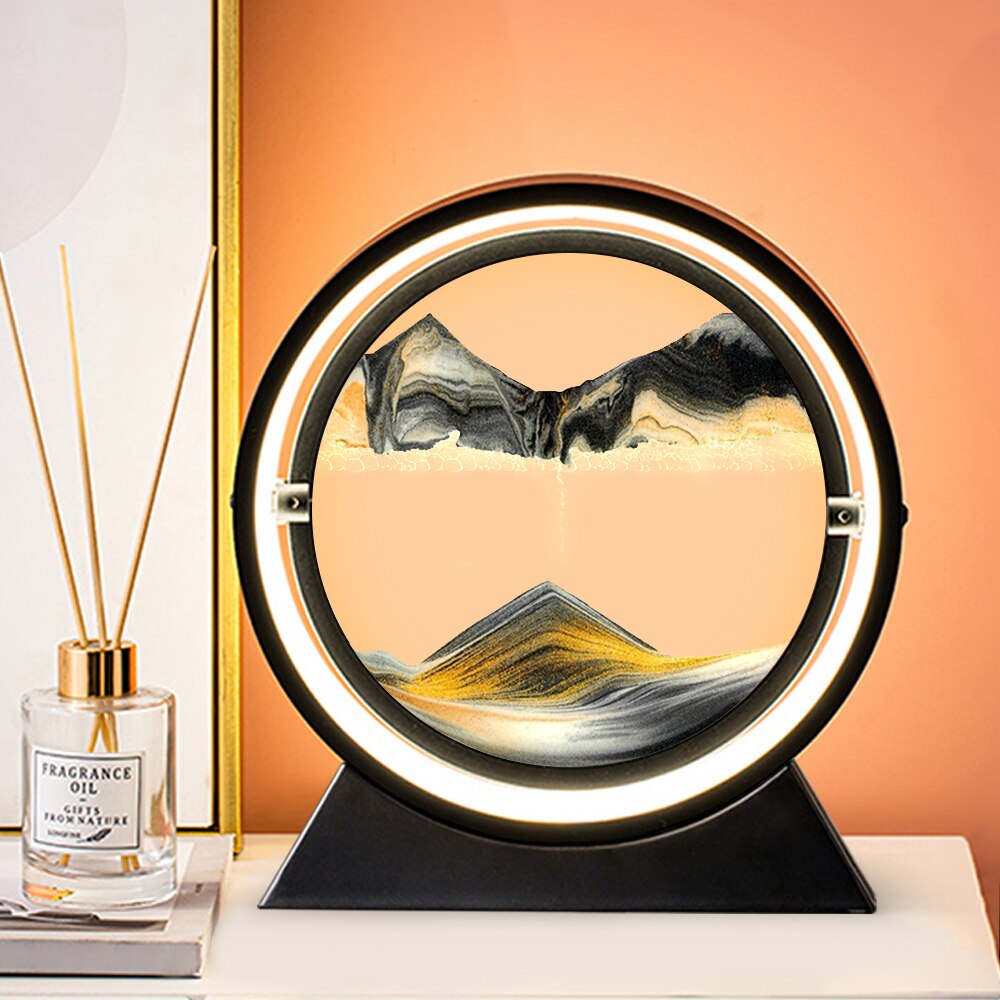 Moving art sand Hourglass table lamp Craft quicksand 3D Natural Landscape image 3