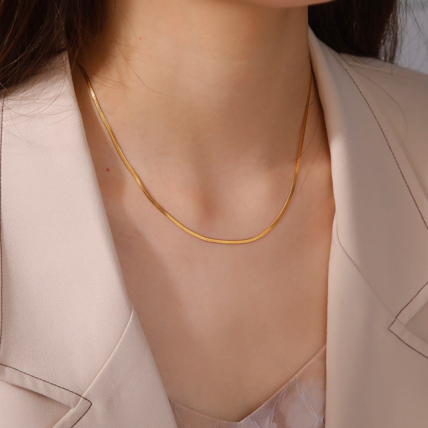 Skyrim Stainless Steel Snake Chain Necklace for Women Men Gold Color Herringbon image 6