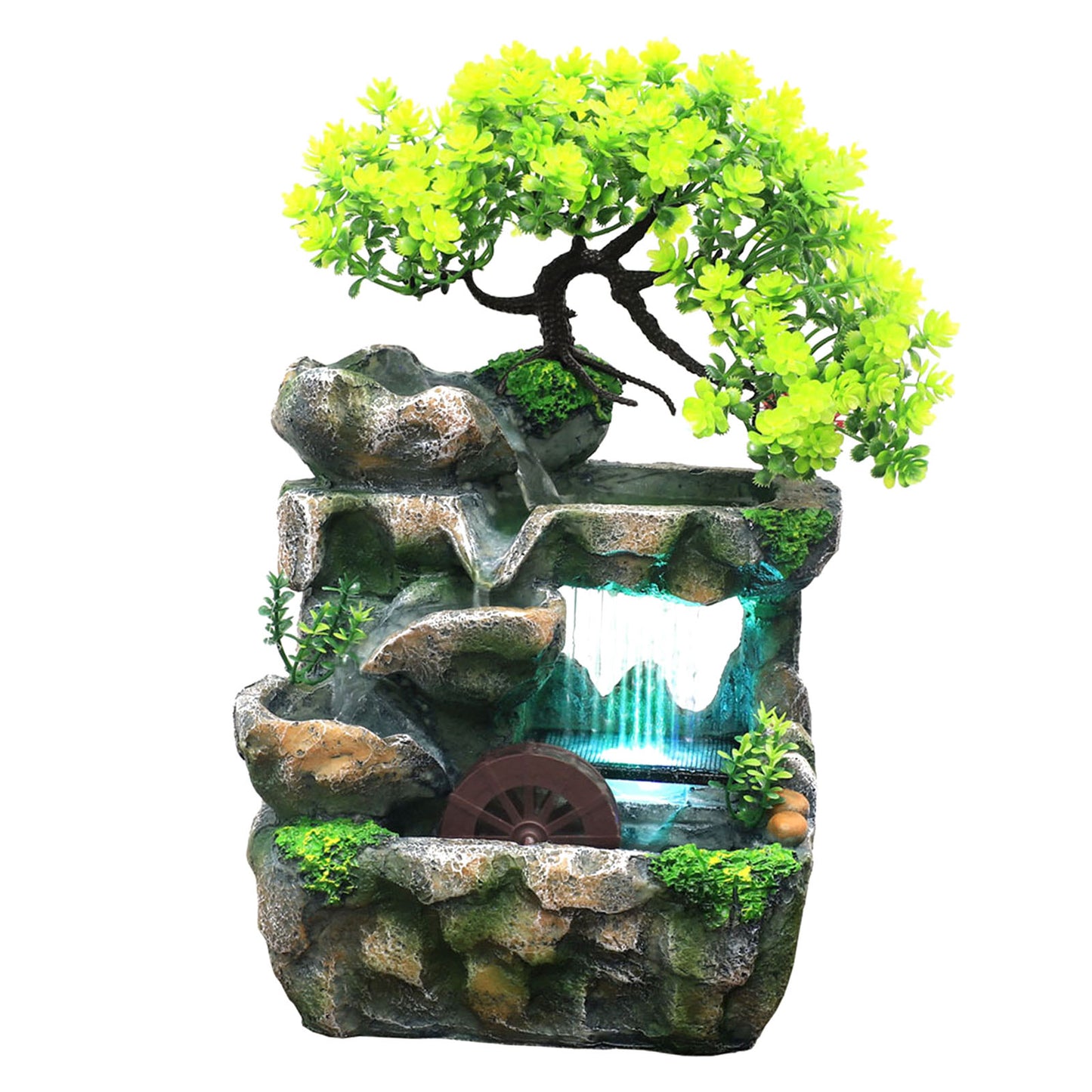 Decorative Table Waterfall Fountain with Pump Rockery Meditation Statue Illumin image 5