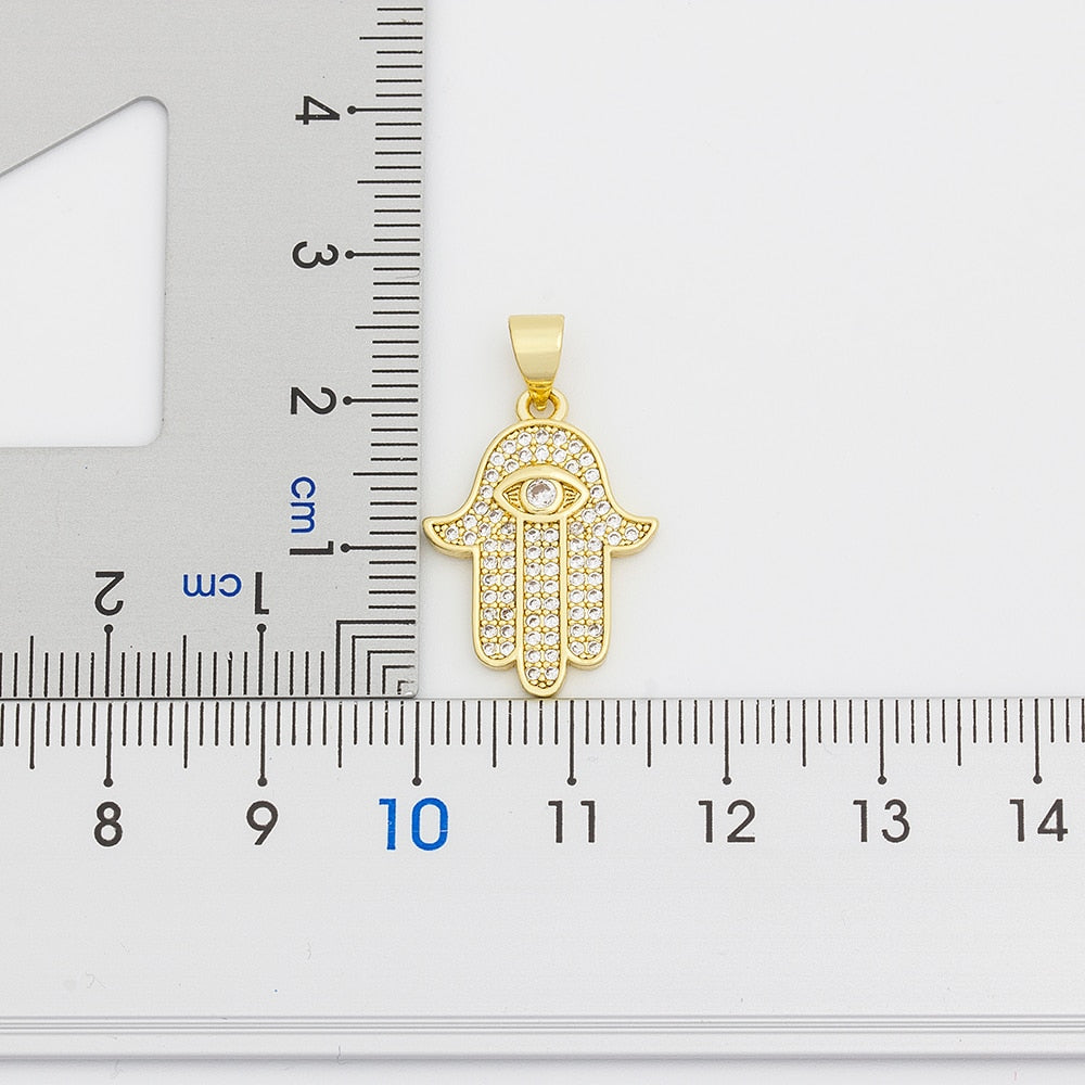 Hot Sale Women Men Hamsa Hand Necklace Gold Color Copper Zircon Evil Eye image 7