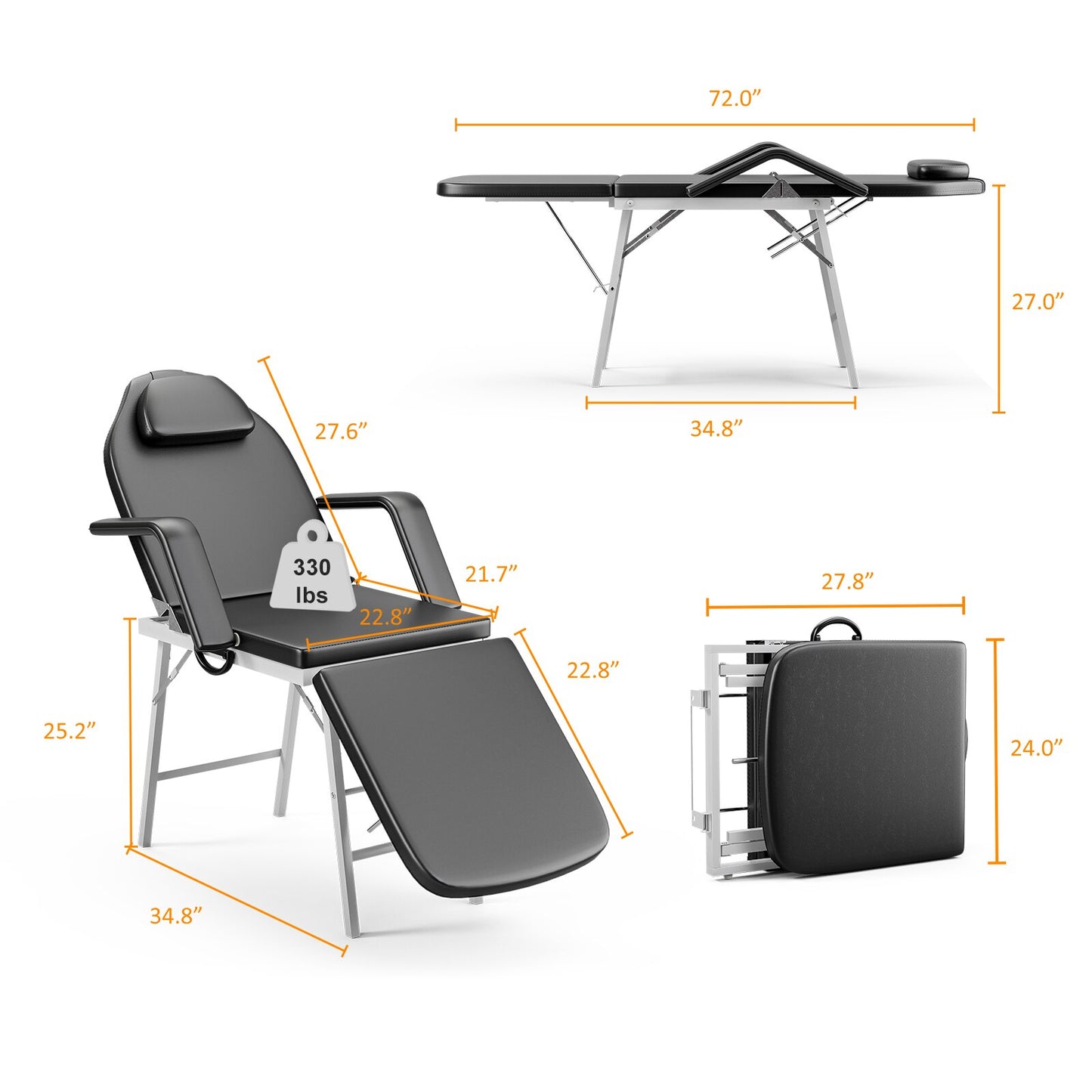 Two Colors Massage Table Beauty Salon SPA Tattoo Bed Facial Chair image 7