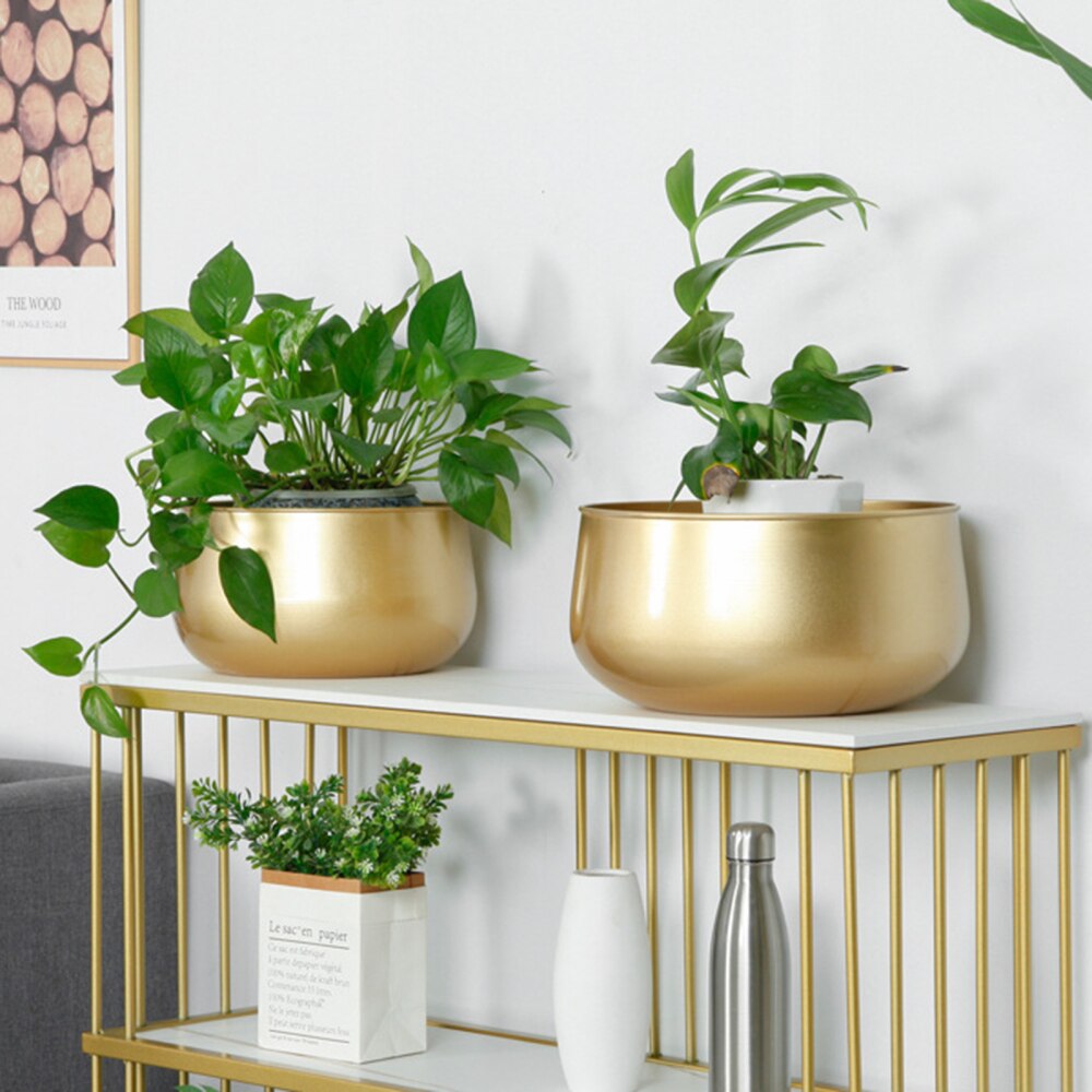 Flower Plant Flowerpot Succulent Container Vase Living Room Decoration Golden G image 1