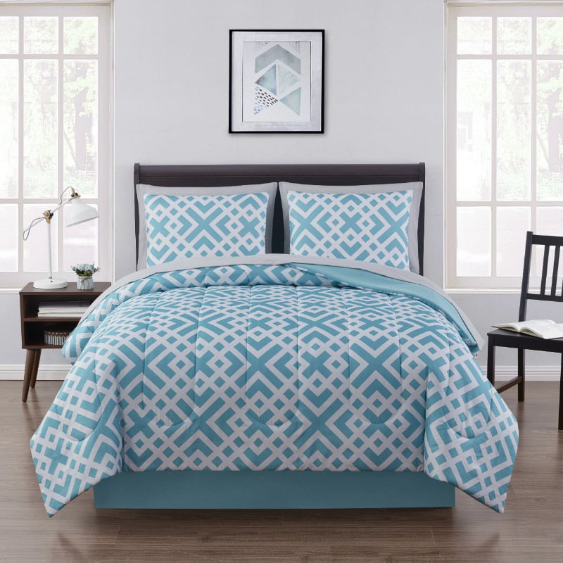 Mainstays Gray Geometric 8 Piece Bed in a Bag Comforter Bedding Set With Sheets image 5