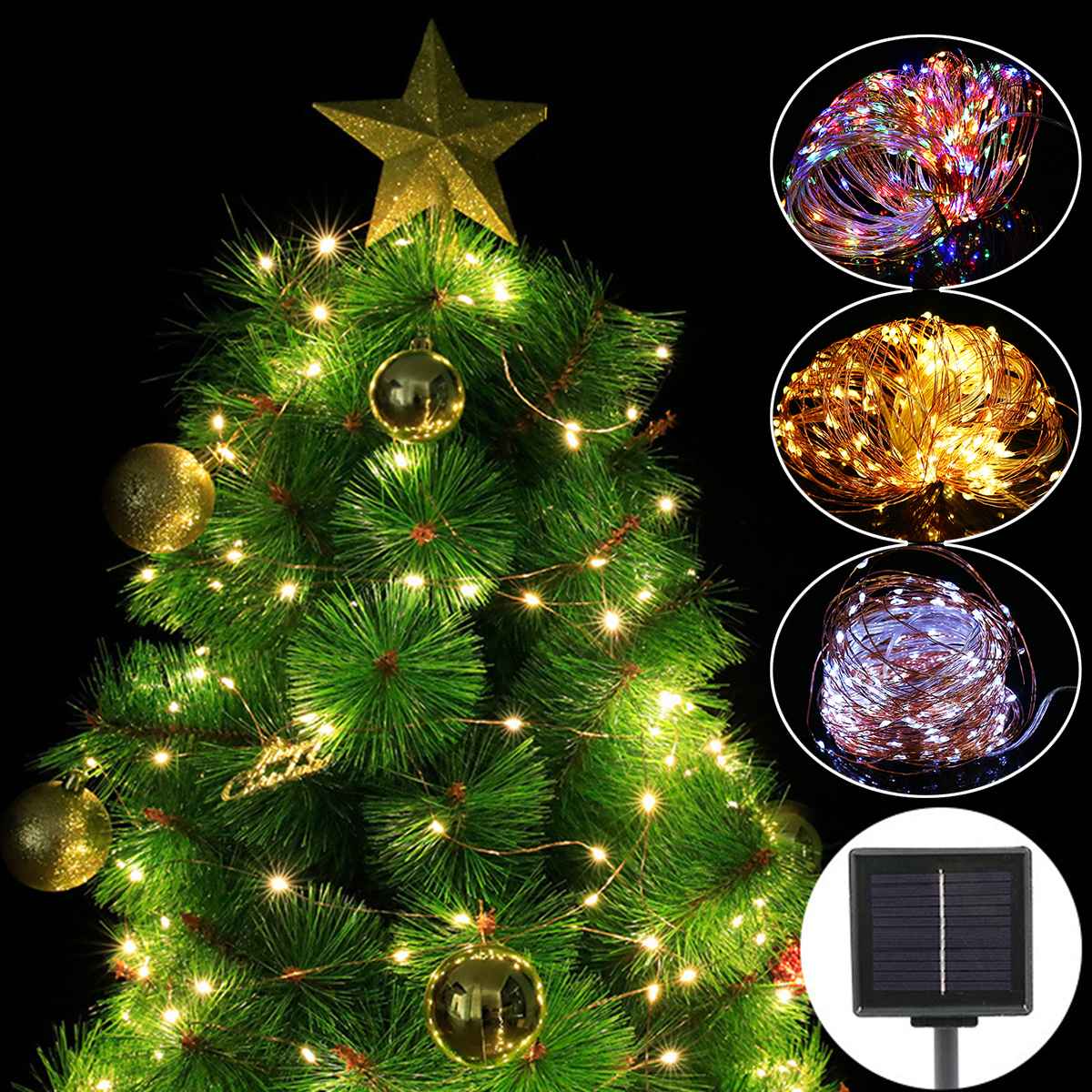 200/100/30LED 22/12/6.5M Solar Powered IP65 Waterproof Fairy String Copper Wire image 4