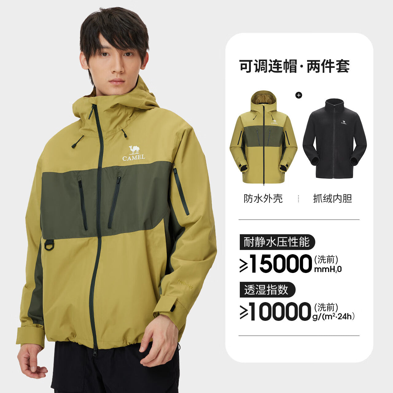 GOLDEN CAMEL Hiking Jackets Men Women Windbreakers Three-in-One Plush Fleece Ja image 5