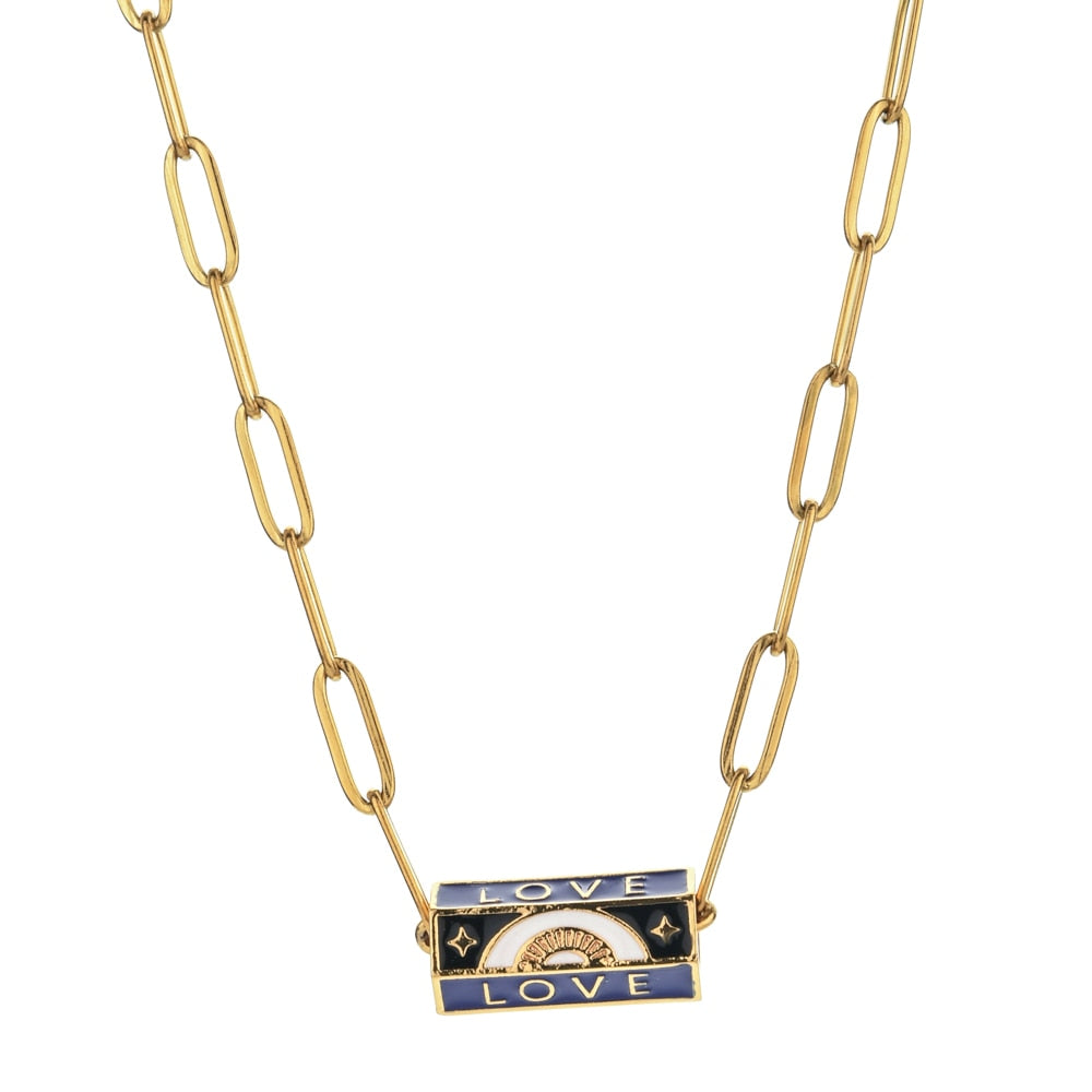 ZMZY Boho Clip Necklace For Women Stainless Steel Chain Gold Color Eye Pendant image 3
