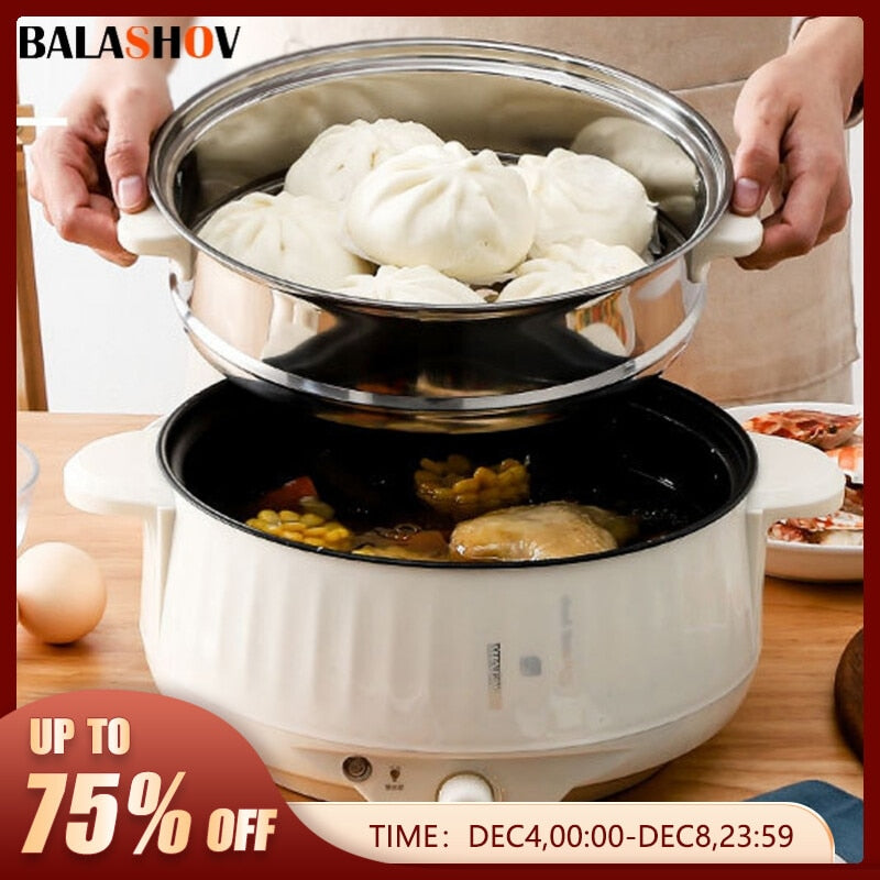 220V Multi Cookers Single/Double Layer Electric Pot 1-2 People Household Non-st image 1