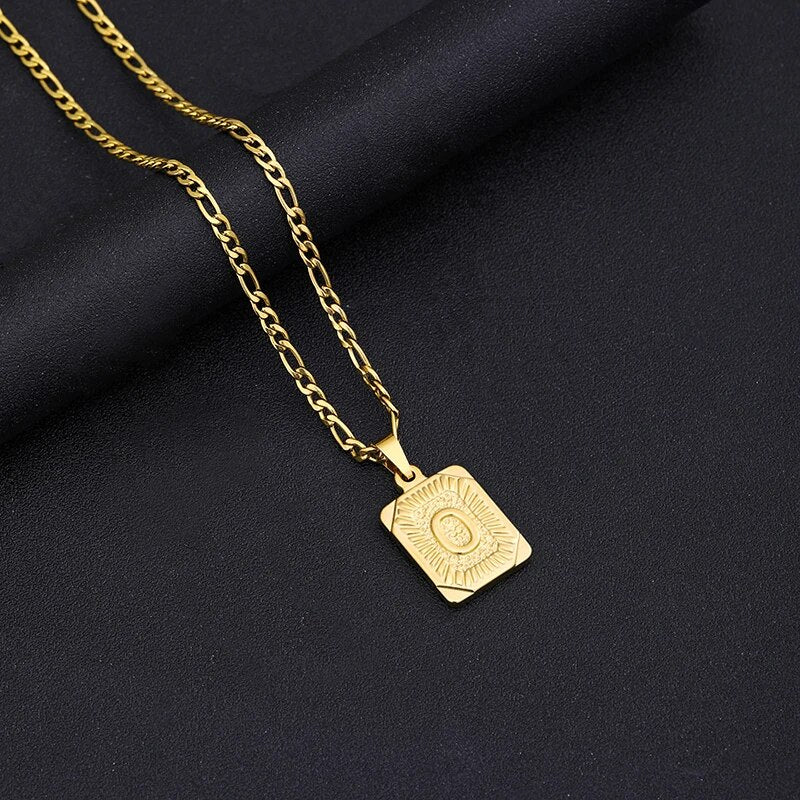 Initial Letter Pendant Necklace Stainless Steel Golden Cuban Chain A-Z Alphabet image 12