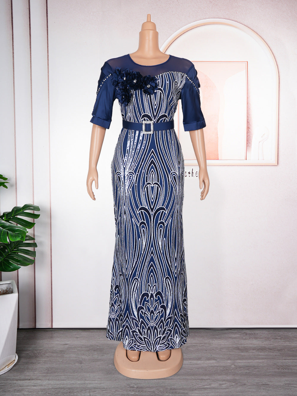 Plus Size African Party Dresses for Women Dashiki Ankara Sequin Wedding Evening image 2