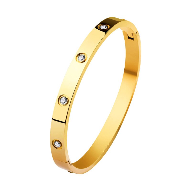 Stainless Steel Bracelets Woman Bangle Bangles for Woman Golden Love Crystal We image 1