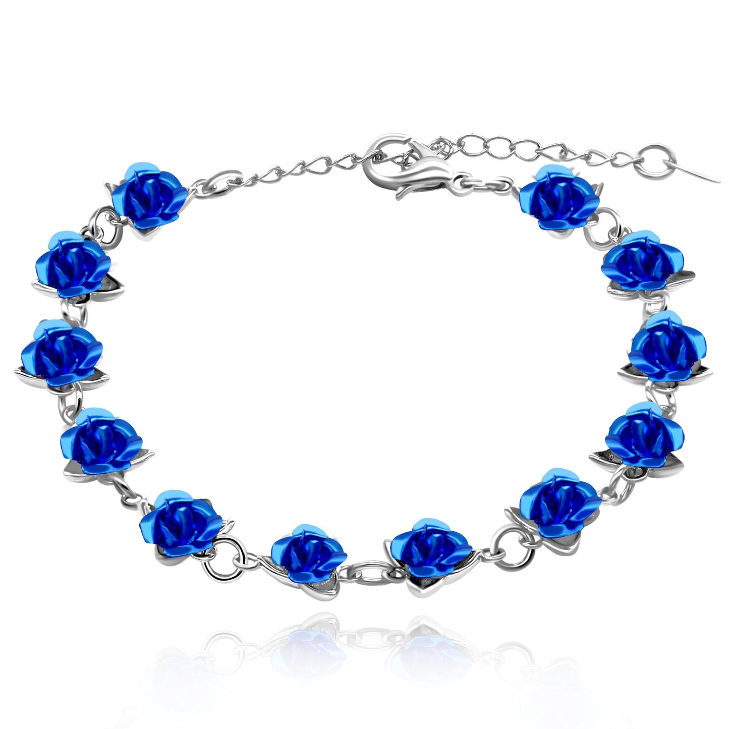 Uloveido Cute Red Rose Flower Charm Bracelet for Women Girls 18K Gold Plated image 3