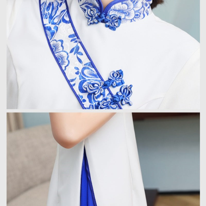 Ao Dai Dress 2020 Summer New Vietnam Dress Women Elegant Cheongsam Folk Chinese image 5