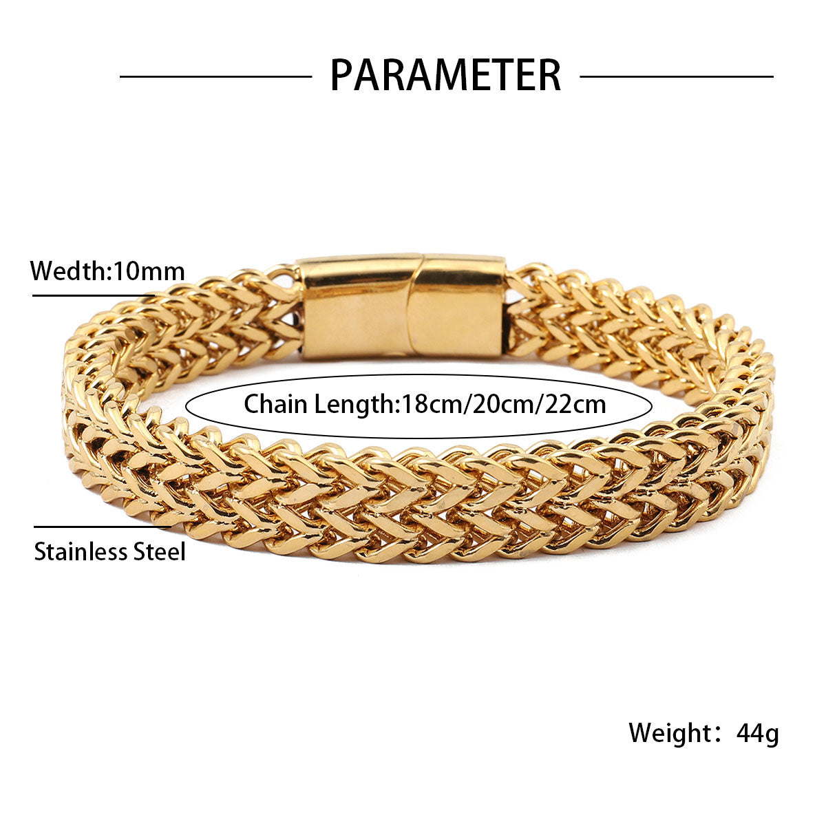 18K Gold Color Stainless Steel Double-laye Braided Link Bracelets With Magnetic image 1