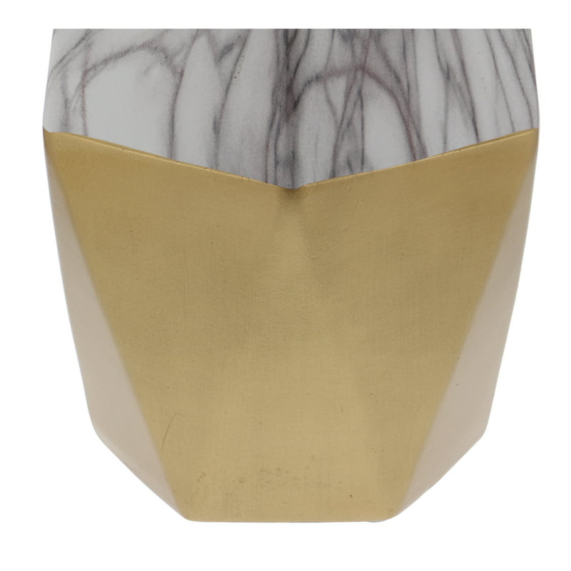 Faux Marble Gold Ceramic Vase with Gold Base image 3