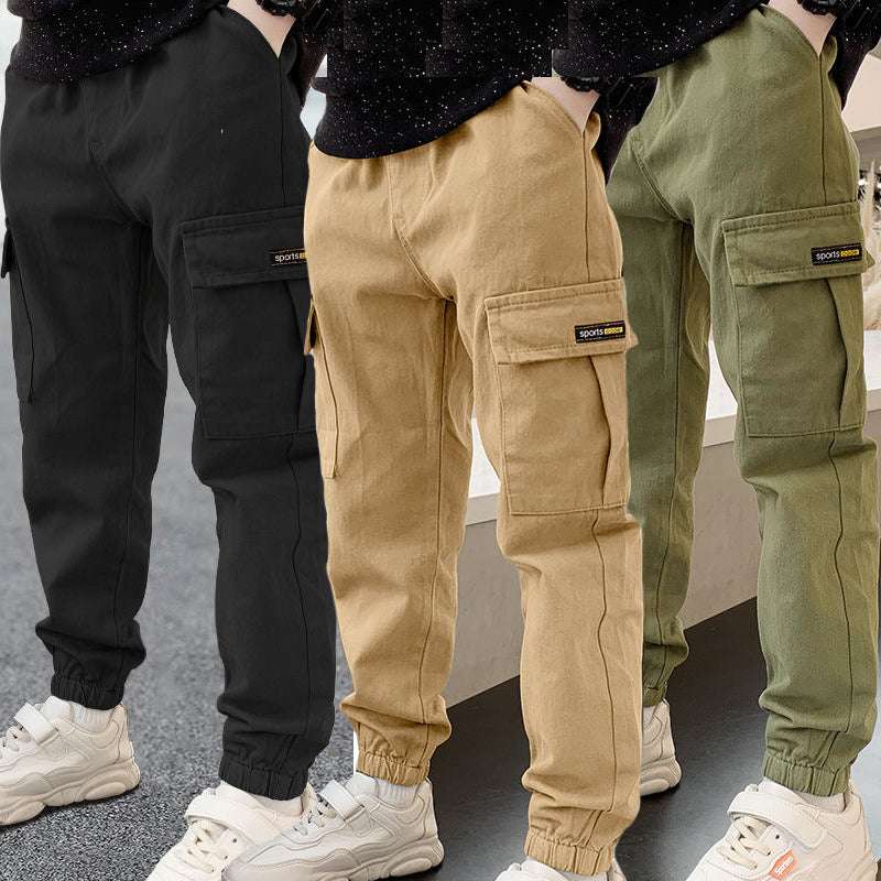 2024 New Spring Autumn Boys Pants Casual Long Style Trousers For Kids 3- 12 Yea image 1