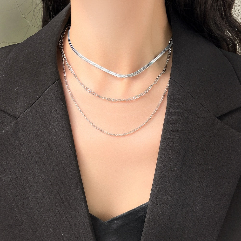 Muilti Chains 316L Rustproof Stainless Steel Gold Color Necklace For Women image 2