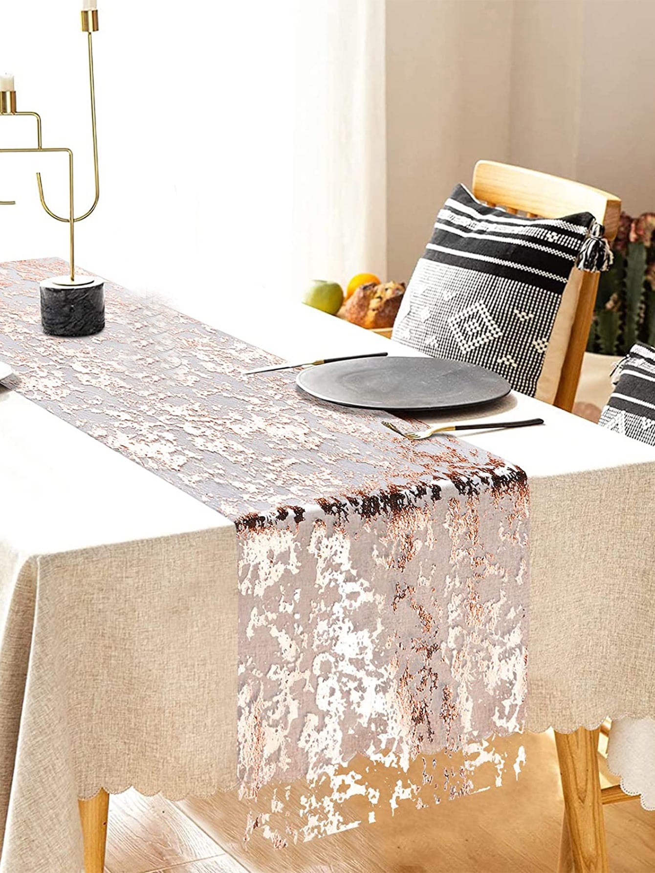 1pc Table Decorations For Party, Golden Table Runner, Sequin Glitter Foil Metal image 24