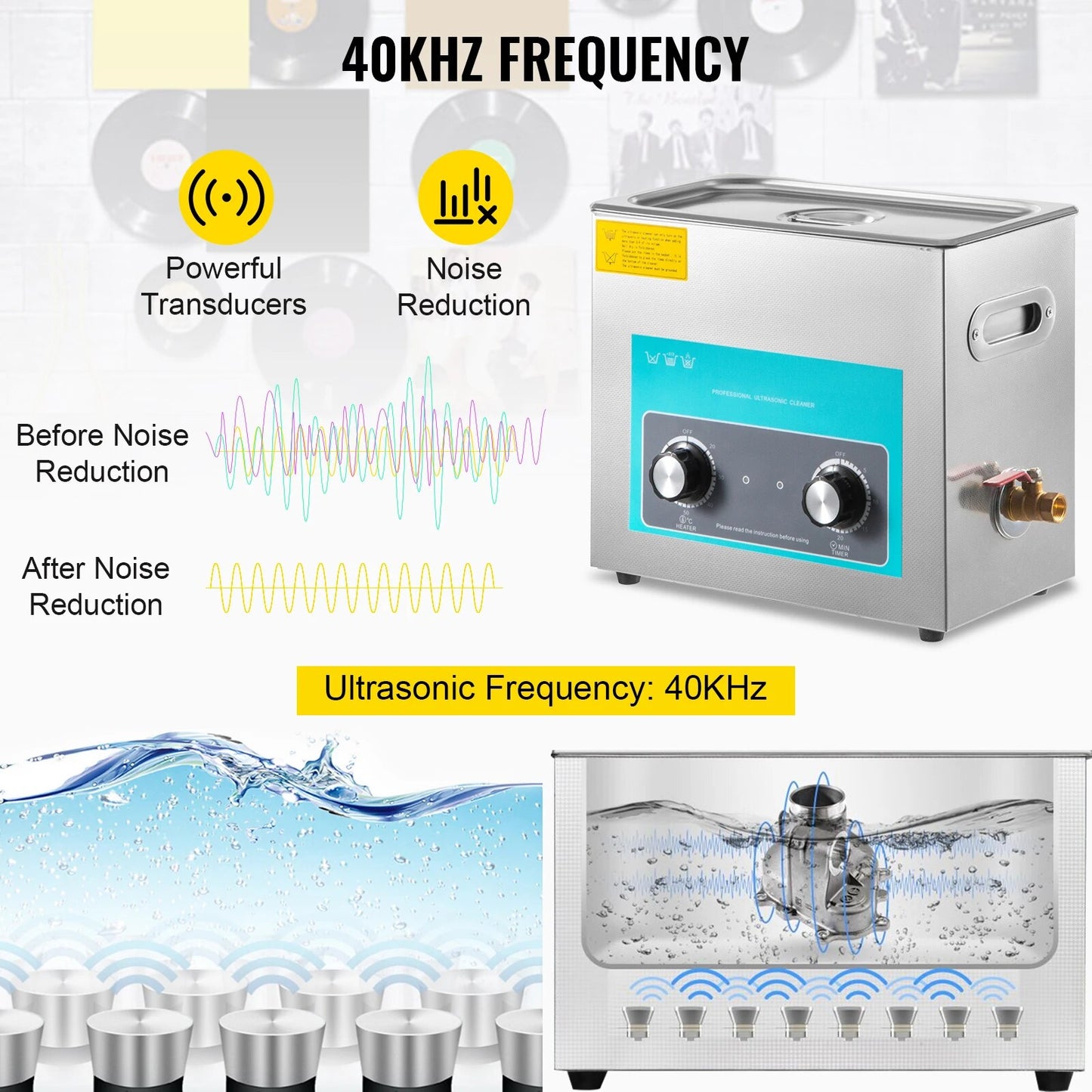 VEVOR 6L Electric Ultrasonic Cleaner Portable Washing Machine Lave-Dishes Ultra image 3