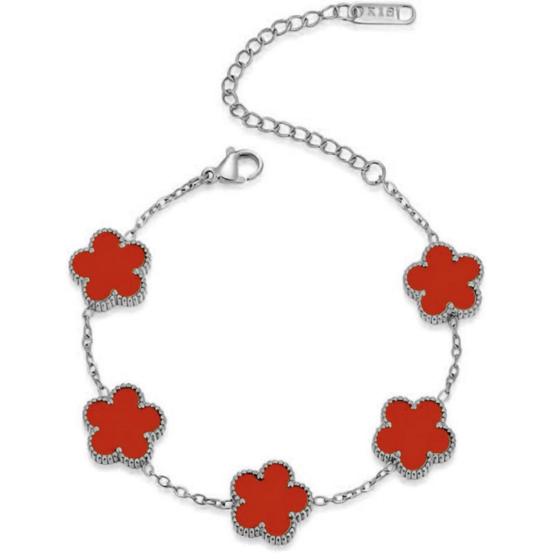 Elegant Double Sided Clover Bracelet 14K Gold Plated Stainless Steel Lucky Blac image 9