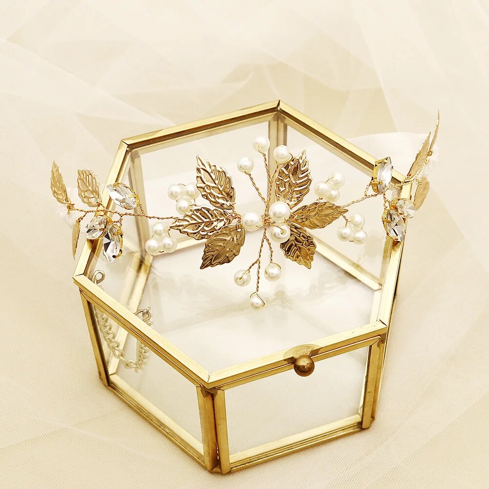 Jewelry Crystal Wedding European and American bridal garter Gold Leaf Wedding D image 3
