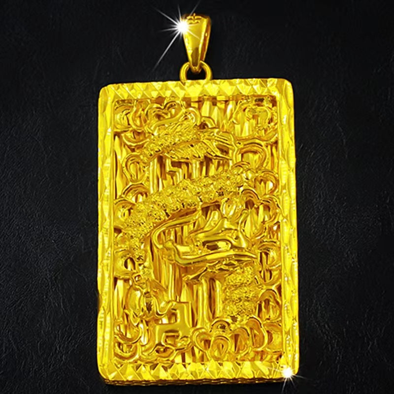 18 K Yellow Gold Color Atmospheric Men's Dragon Pendant Jewelry Wedding Engagem image 5