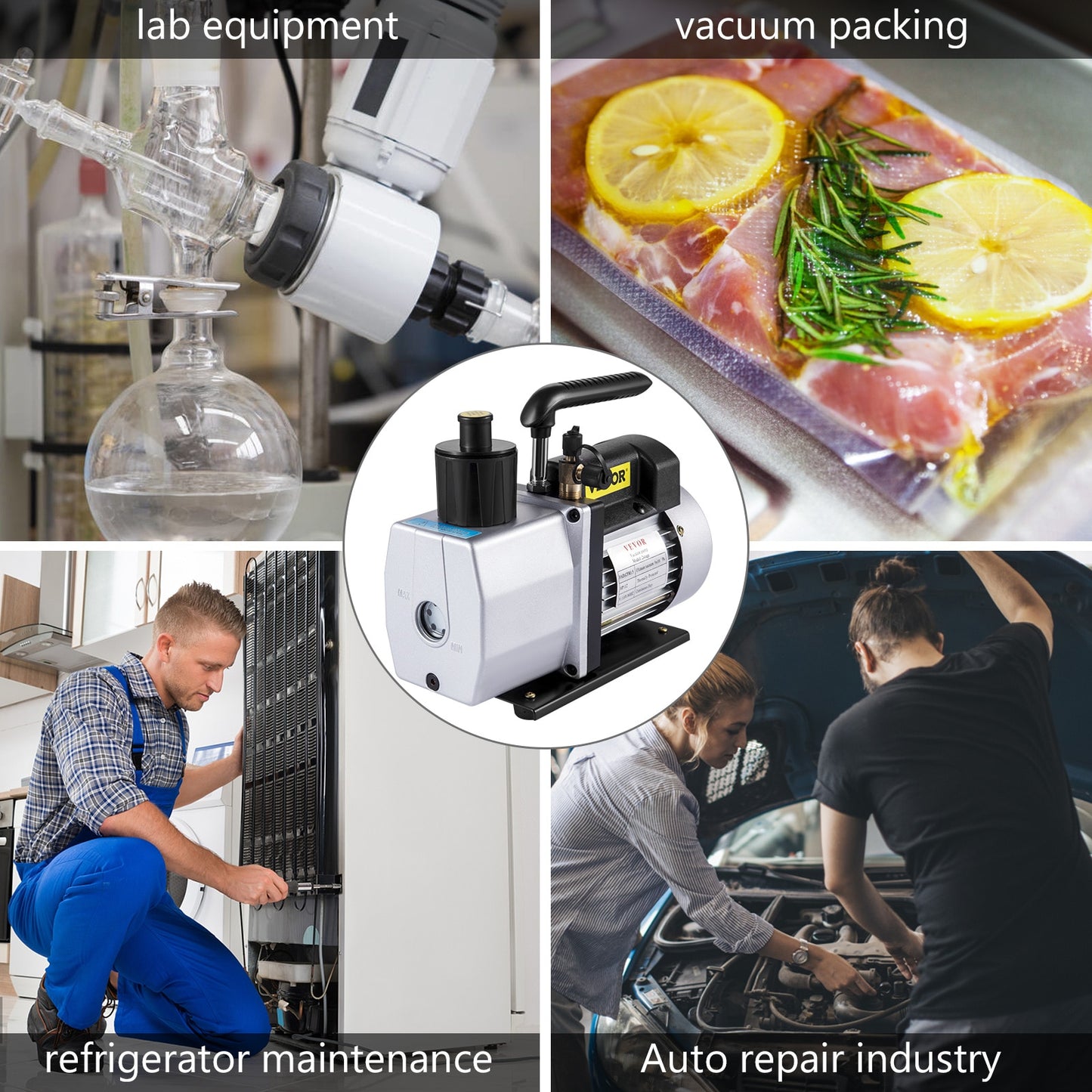 VEVOR 5CFM 1/2 HP Double Stage HVAC Refrigerant Vacuum Pump 120V Portable Refri image 1