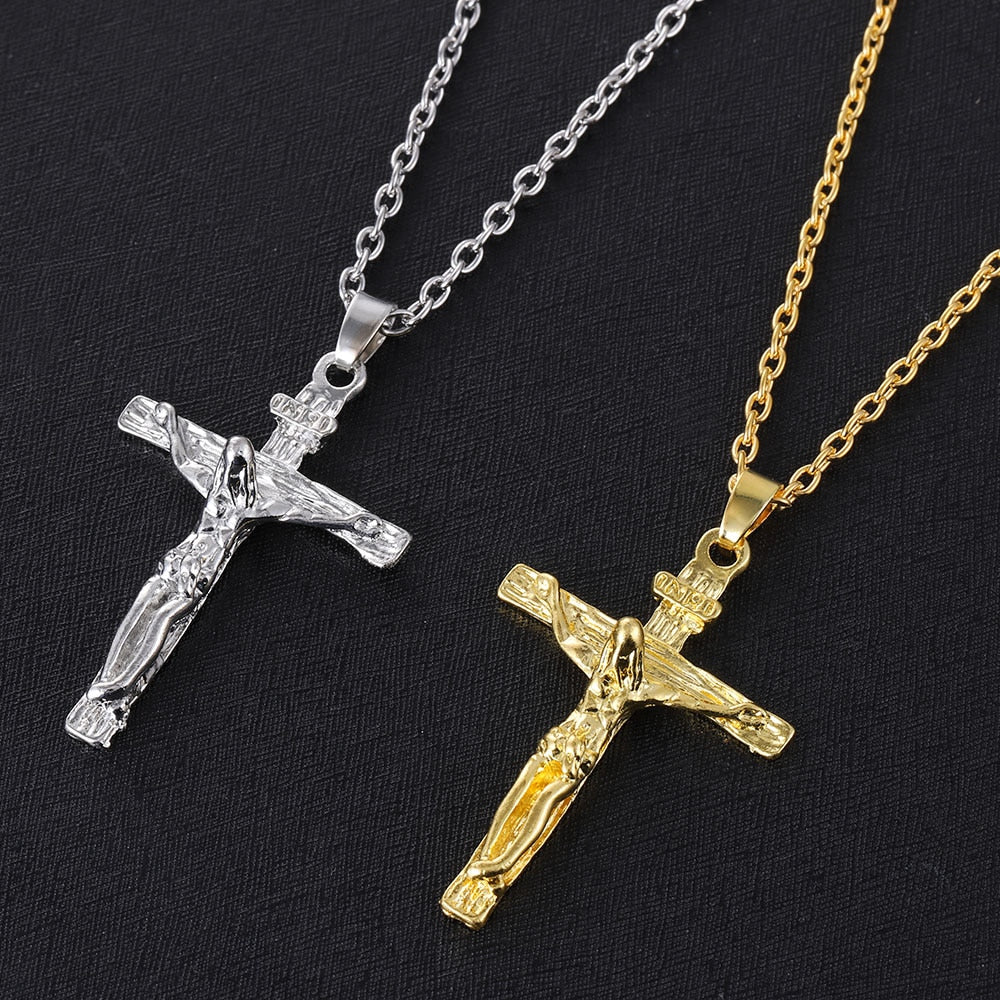 2022 Gold Christian Stainless Steel Pendant Necklace for Men Fashion Jewelry image 5