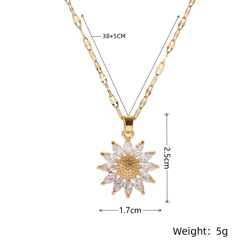 1PCS Gold-color Necklace Ladies Light Luxury Style Flower Pendant Inlaid Zircon image 6