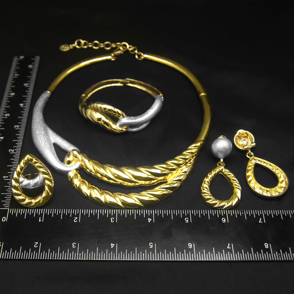 Latest Italian Plated Gold Ladies Necklace Jewelry Set Simple Style Gold Origin image 6