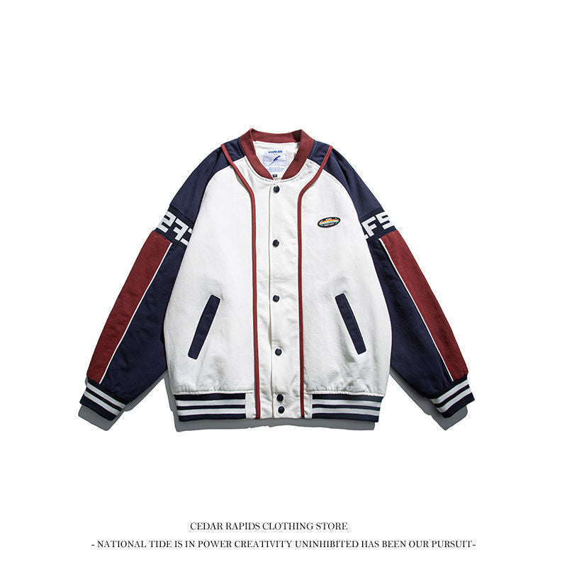 Vintage Y2k Letter Embroidered Jacket Coat Men's Street Trend Wild Pilot Baseba image 1