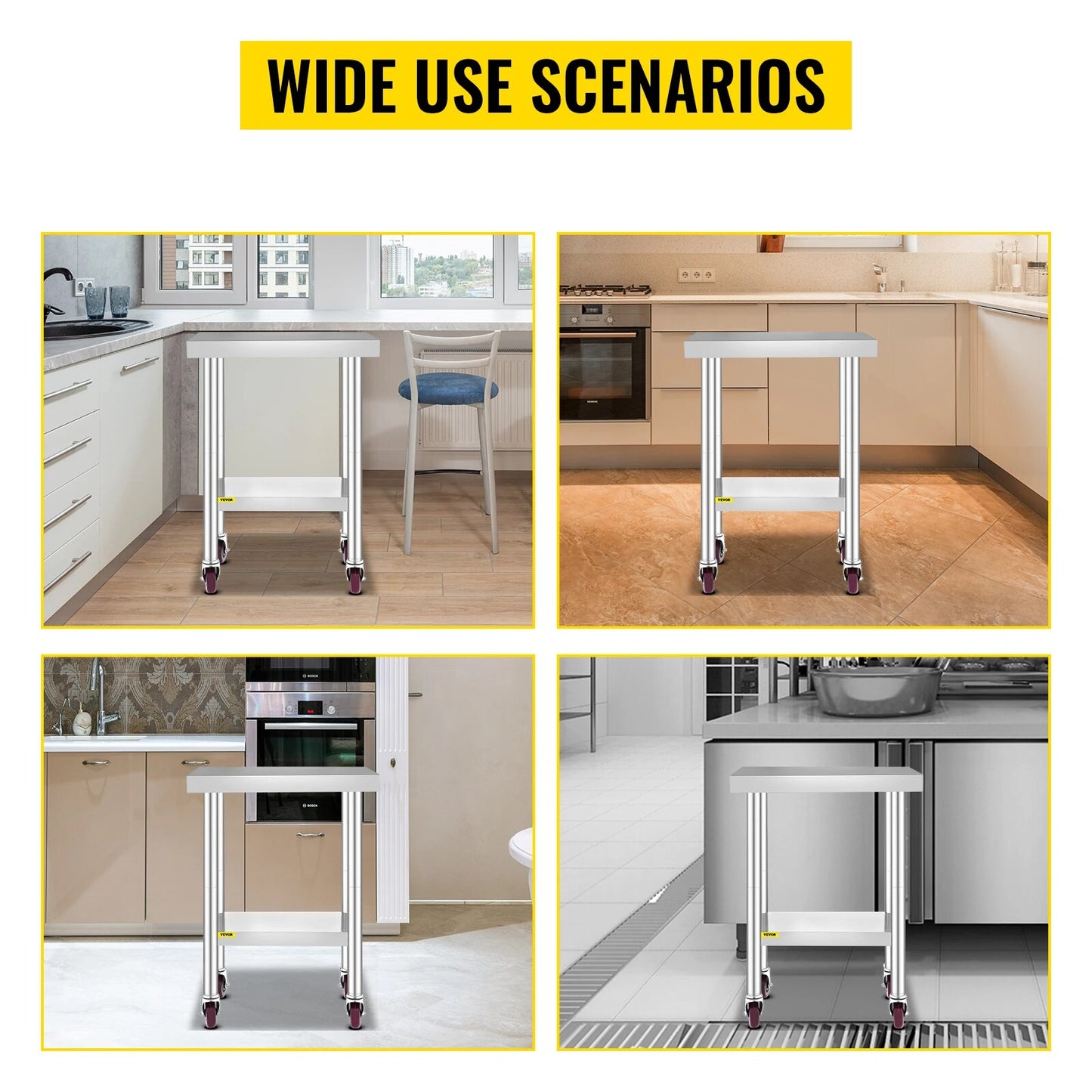 VEVOR Stainless Steel Kitchen Worktable shelves Commercial Work Bench Table wit image 8